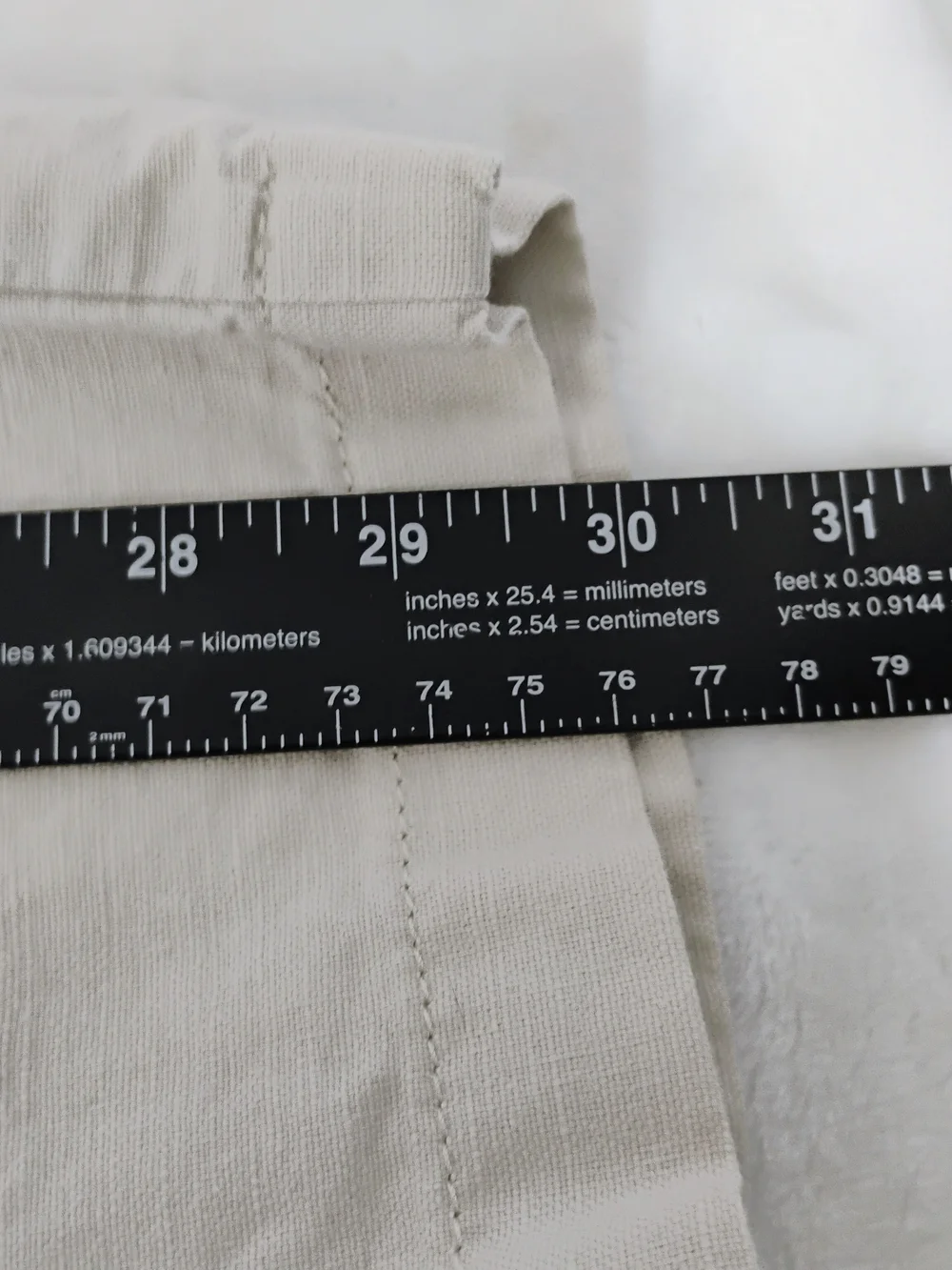 Cremieux Mens 38x30 Cotton Linen Blend Comfort Stretch Beige Pants Flat Front U